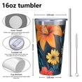 thumbnail image 4 of 16oz Tumblers Colorful Floral Pattern Stainless Steel Vacuum Insulated Double Wall Travel Tumbler Cups Mug with Lid and Straw,Cleaning Brush for Coffee,Tea, 4 of 4