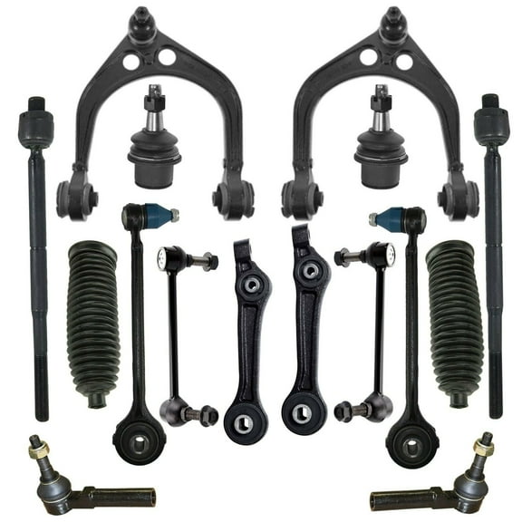 16 Pc Complete Suspension Kit All 6 Lower & Upper Control Arm, All 6 Inner Outer Tie Rod Ends & Boots, 2 Sway Bar Link, All 6 Ball Joints Fits select: 2005-2006 CHRYSLER 300C, 2006-2010 DODGE CHARGER