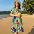 thumbnail image 4 of Naloa Vegetable (2) Print Womens Summer A-Line Dress with Pockets,Short Sleeve Dresses,Flowy Beach Swing Dress for Vacation Travel, 4 of 6