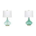 thumbnail image 2 of Elegant Designs 24" Modern Refined Bubbly Colored Glass Table Lamp with White Linen Tapered Drum Shade for Study, Dining Room, Sunroom, Bedroom, Living Room, Guest Room, Seafoam Green, 2 of 2