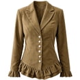 thumbnail image 4 of Cmtiyu Ruffled Jackets for Women Long Sleeve Lapel Button Down Khaki Corduroy Jacket Dressy Casual Lightweight Fall Jacket S-3XL, 4 of 7