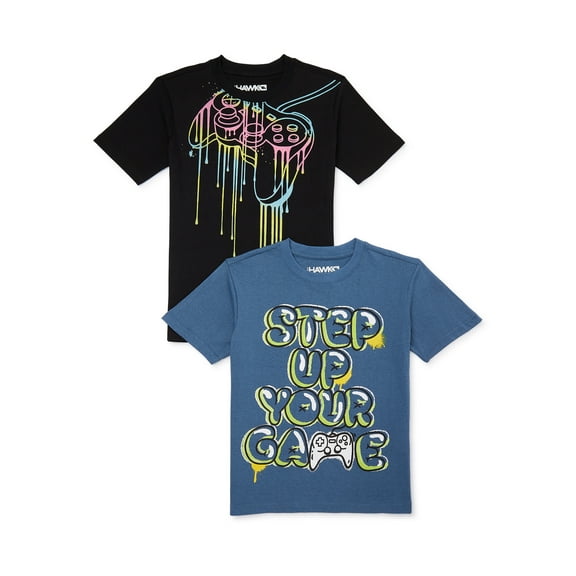 Tony Hawk Boys Short Sleeve Graphic Tee, 2-Pack, Sizes 4-16
