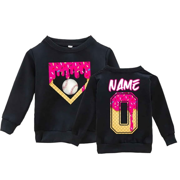 LIIPEE Girls Boys Hoodies Fall Winter Casual Cute Long Sleeve Cartoon Ice Cream Letter Graphic Printed Round Neck Pullover Hoodless Sweatshirt Toddler Sweet School Outdoor Hoodie,Black,3-4 Years