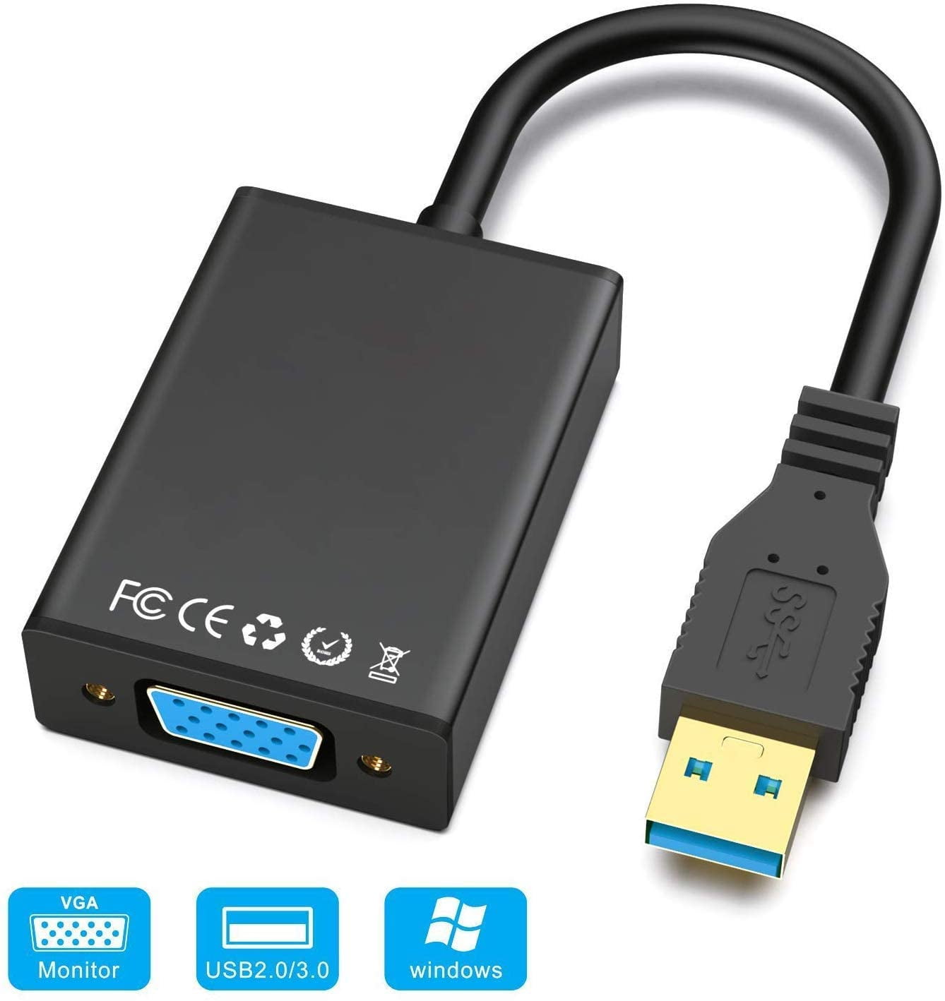 USB to VGA Adapter,ABLEWE USB 3.0/2.0 to VGA MultiDisplay Converter