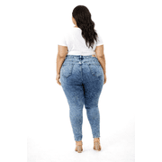 Jack David Womens Plus Size Stretch Distressed Ripped Blue Skinny Denim Jeans Pants