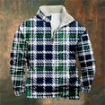 thumbnail image 3 of AWZXDE Men's Long Sleeve Plaid Half Zip Sweatshirt with Pockets, Warm Casual Pullover Green,M, 3 of 3