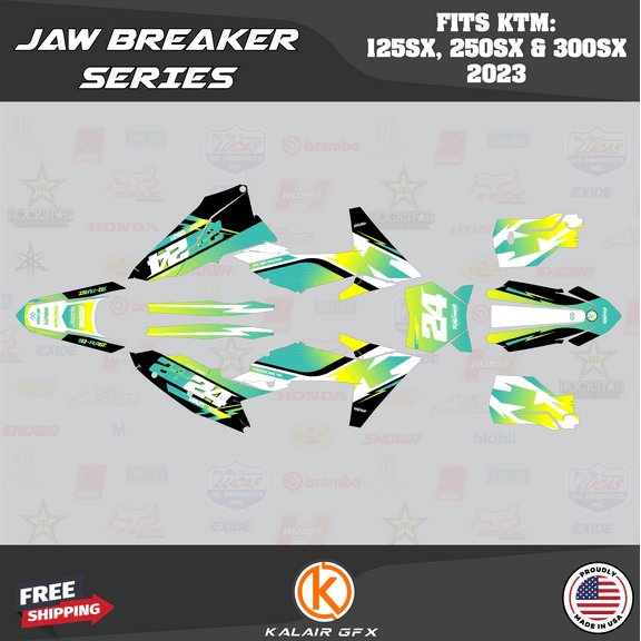 Kalair GFX Graphics Kit for KTM Motorcross 2-Stroke 125SX,250SX and 300SX (2023) Jawbreaker Series