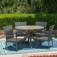 thumbnail image 3 of GDF Studio Sloane Outdoor Wicker and Acacia Wood 5 Piece Dining Set, Gray, 3 of 13