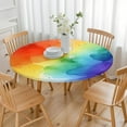 thumbnail image 3 of Rainbow Tie Dye Ink Pattern Round Fitted Tablecloth with Elastic Edge,Dining Table Cover Waterproof,Outdoor Round Tablecloth for Camping,Dining,Indoor and Outdoor, 3 of 7