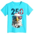 thumbnail image 5 of mgoYE Girls Boys American Flag 250th Anniversary Commemorative Tee, Crew Neck Loose Fit Daily Tee 250th American Anniversary(Sky Blue,5-6 Years), 5 of 5