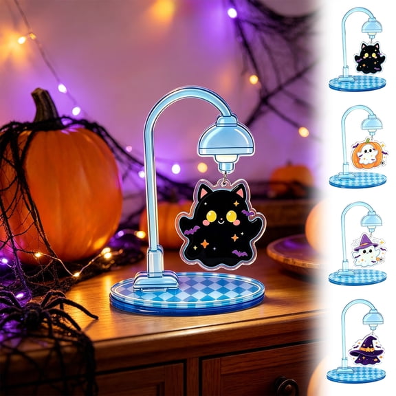 AOMXGD Halloween Acrylic Desktop Ornament, Pumpkin Ghost Tabletop Decor Stand With Replaceable Pendants For Shelf Mantel Holiday Decoration