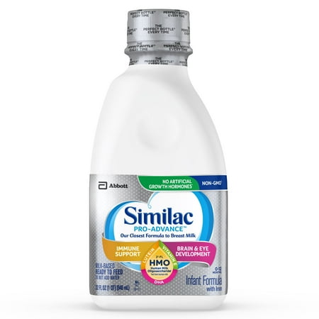 Similac Pro-Advance Non-GMO with 2'-FL HMO Infant Formula with Iron for Immune Support, Baby Formula 32 fl oz Bottles (Pack of