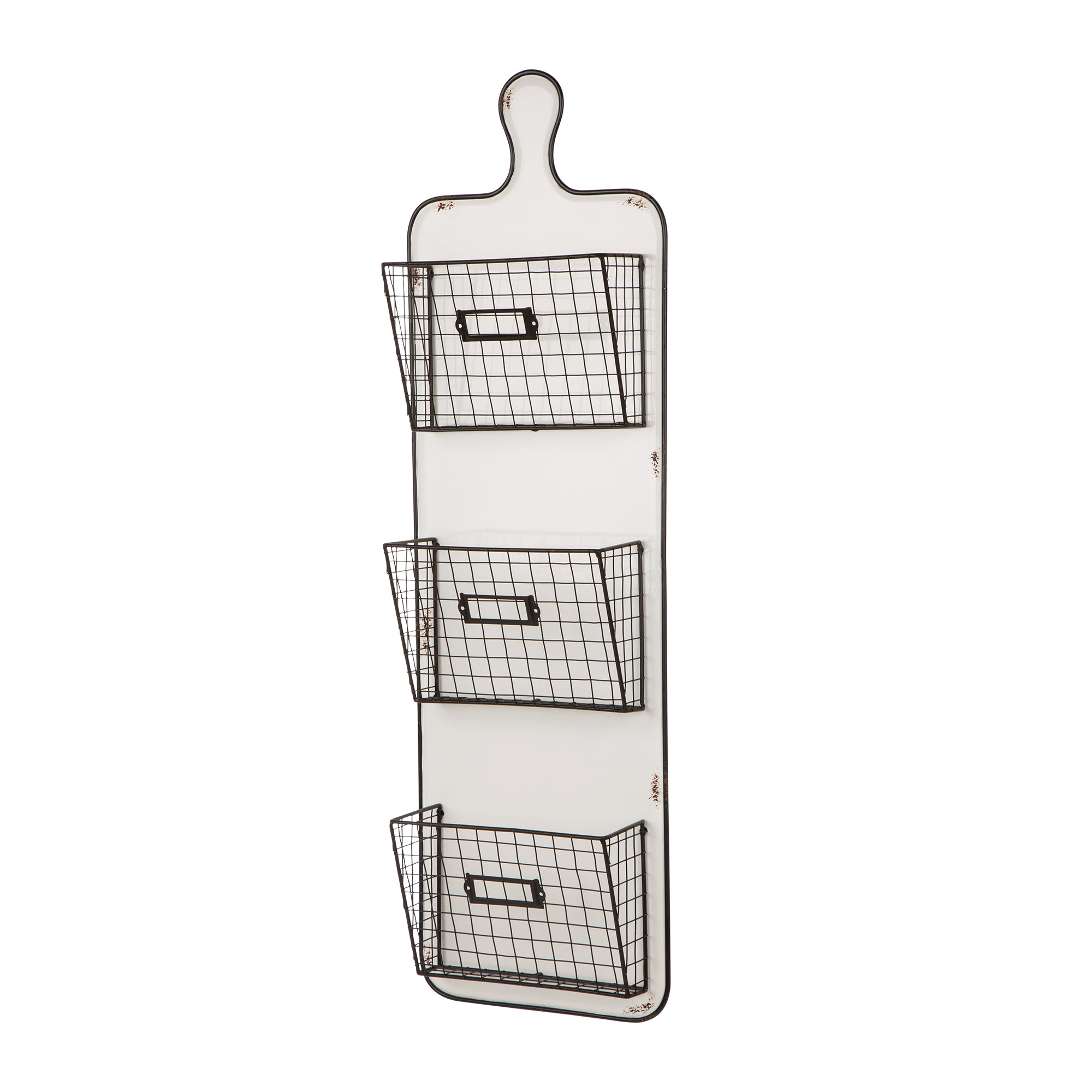 Glitzhome Wall Pocket 3 Tiers File Holder Farmhouse Wall Mount White Wall Pocket Hanger 34