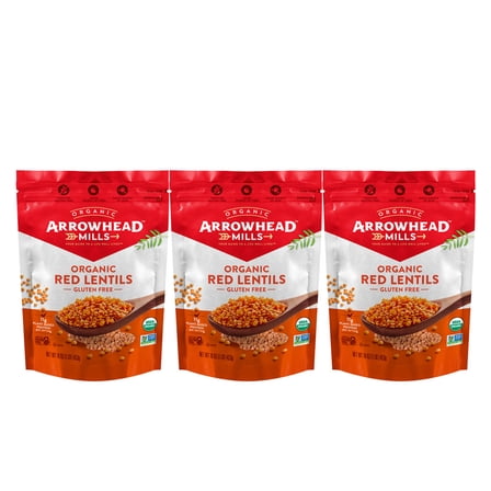 Arrowhead Mills Organic Red Lentils, 16 oz - Palatize Pack of 3