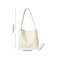 thumbnail image 3 of Woven Tote Bag Leather Bucket Bags for Women Summer Hobo Handbag Beach Vacation Purse Vintage Shoulder Bag for Travel, 3 of 7
