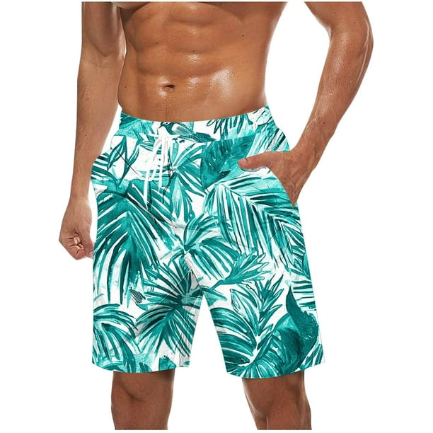 Pantalones Cortos para Hombre de Cintura Elástica con Bolsillos Pantalones de Playa de Impresión Casual, Poliéster Ligero de Moda para la Primavera Verano Al Aire Libre Y el Uso Diario