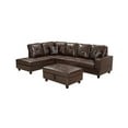 thumbnail image 2 of 3 Pieces Sectional Sofa Set, L-Shaped Faux Leather Sectional Sofa with Right Facing Chaise & Free Storage Ottoman & 2 Pillows Modern Tufted Upholstered Corner Couch with Arms for Living Room, Brown, 2 of 7