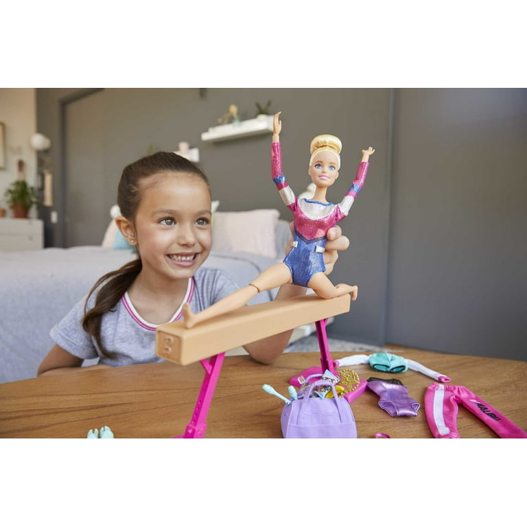 Barbie Gymnastics Coach & Student Balance Beam Blonde Doll Playsets 