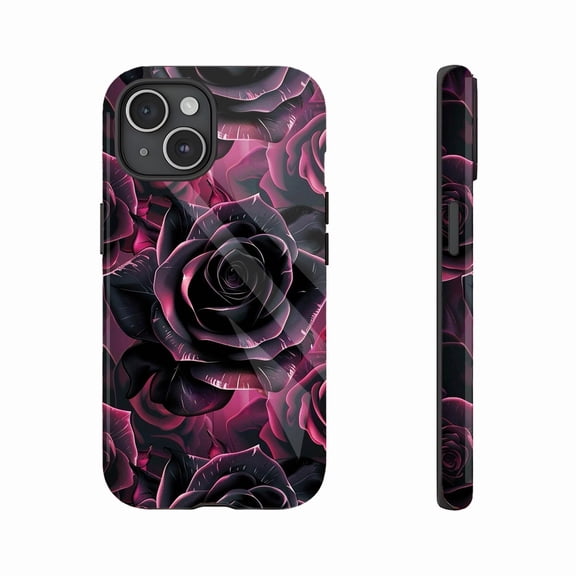 Gothic Rose iPhone Case for Goth Lovers - Dark Purple Floral Design Compatible with iPhone 11/12/13/14/15/16 Pro Max Plus, Valentine's Day Gift