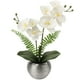 thumbnail image 1 of Orquídeas artificiales Briful White con jarrón plateado de 33 cm, 1 of 6