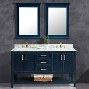 Philo 72 Inch Oak Vanity with Square Drop-In Sink - Navy Blue