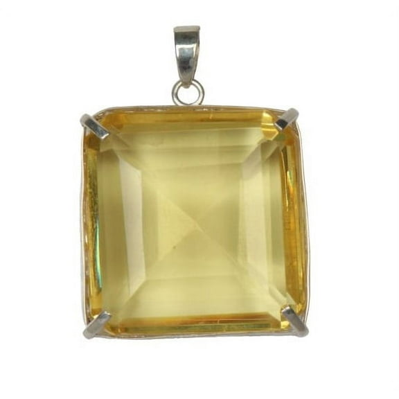 Gemhub 90 Ct. Emerald Cut Yellow Citrine Gemstone Pendant 925 Silver Pendant, November Birthstone Pendant for Women