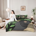 thumbnail image 4 of Castle Fairy Boho Tropical Leaf Twin Bedding Sets 7-Piece for Teens, Geometric Print Bedding Comforter Set for Bedroom, Green Gray,Black Reversible, 4 of 7