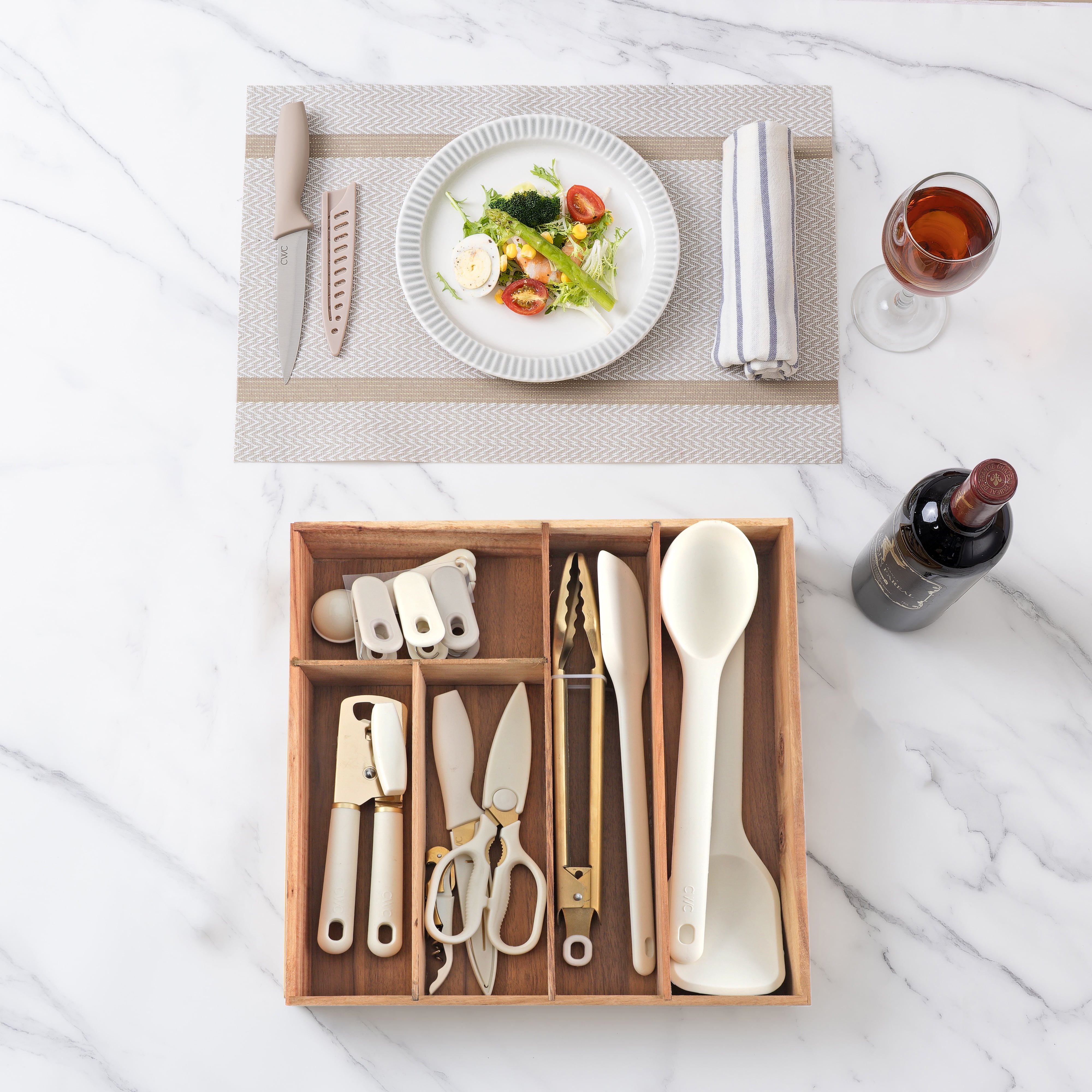 Cook with Color 19 Piece Utensil Set with storage tray