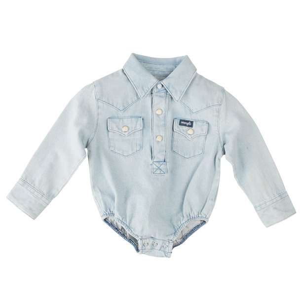 Wrangler Wrangler Apparel Boys Infant Long Sleeve Denim Onesie 12 MOS