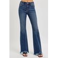 thumbnail image 2 of I AM A FASHION JUNKY RISEN Full Size Mid Rise Flare Frayed Hem Jeans Plus Size (DARK, 9), 2 of 6