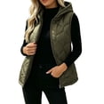 thumbnail image 3 of Busydd Womens Puffer Vest Comfortable Zip Up Hooded Puffy Vest Casual Solid Color Sleeveless Winter Vests with Pockets, 3 of 8