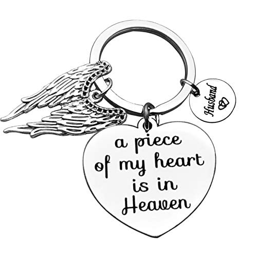 A Piece of my Heart is in Heaven Angel Heart Memorial Remembrance Key Ring Gift 