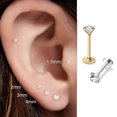 thumbnail image 2 of 2/6 piezas de acero inoxidable para piercing de nariz, cartílago, hélix, trago, labio, parte trasera plana, pequeños pendientes para mujer, 18 g, 2 of 5