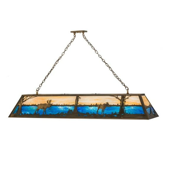 Meyda 162207 72 in. Moose At Lake Oblong Pendant, Antique Copper & Ba Ebr