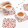 thumbnail image 4 of Drink Coasters, Ink Chili Pepper Print -PVC Leather Coasters Sets of 4 for Tabletop Protection - Bar Accessories, Coasters for Drinks Cup Aesthetic Coasters Home Office Decor Square, 4 of 5