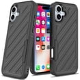 thumbnail image 3 of For Apple iPhone 16 Plus (6.7") Premium Design Hybrid lined Shockproof Rugged Textured 2in1 Hard PC & Silicone TPU Non Slip Tough Cover ,Xpm Phone Case [ Black ], 3 of 12