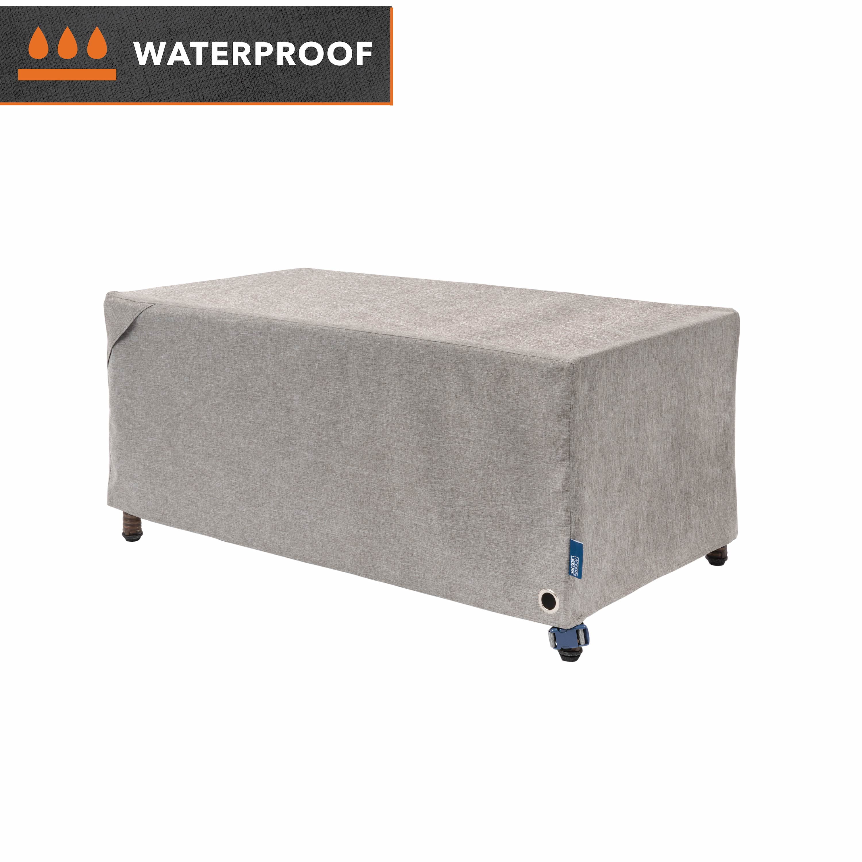 Modern Leisure Garrison Patio Ottoman/Coffee Table/Fire Pit Cover, Waterproof, 42"L x 22"W x 17"H, Granite Gray