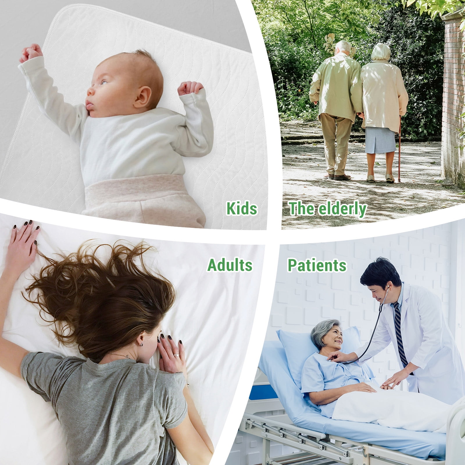 GOGREEN (Pack of 2) Waterproof Incontinence Reusable Underpads, Washable & Absorbent Mattress Pad for Potty Training, Adult, Kids, Dogs (34" x 36")