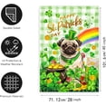 thumbnail image 2 of Pug St Patricks House Flags 28x40 Double Sided Dog St Patricks Day Lawn Flag Buffalo Plaid Shamrock Flag Outdoor Rainbow St Patrick Day Garden Flag Large, 2 of 7
