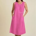 thumbnail image 2 of AherBiu Sundresses for Women Crewneck Sleeveless Lightweight A-Line Casual Loose Summer Dresses with Pockets, 2 of 7