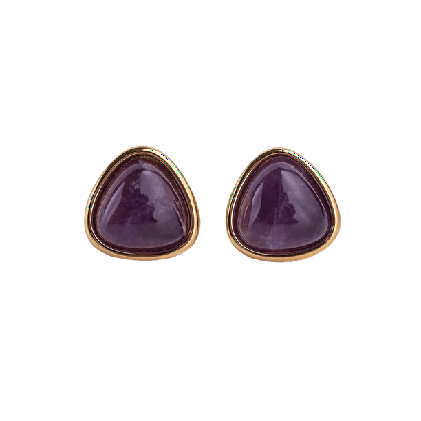 Aretes Mujer con Cuarzo Rosa, Amatista o Cuarzo Azul LuckyLy, Acero Inoxidable, Modelo Aline violeta oscuro UNITALLA