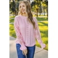 thumbnail image 4 of POGLIP Women's Pink Crochet Lace Pointelle Knit Sweater, 4 of 6