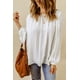 thumbnail image 3 of ABPHQTO Blusa blanca con cuello redondo y manga ondulada para mujer, 3 of 5