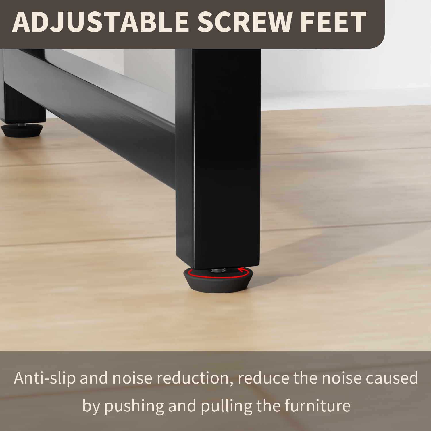 PayLessHere 47 Inch Computer/Office Desk with Metal Frame Adjustable Foot Pads Set of 2,Brown