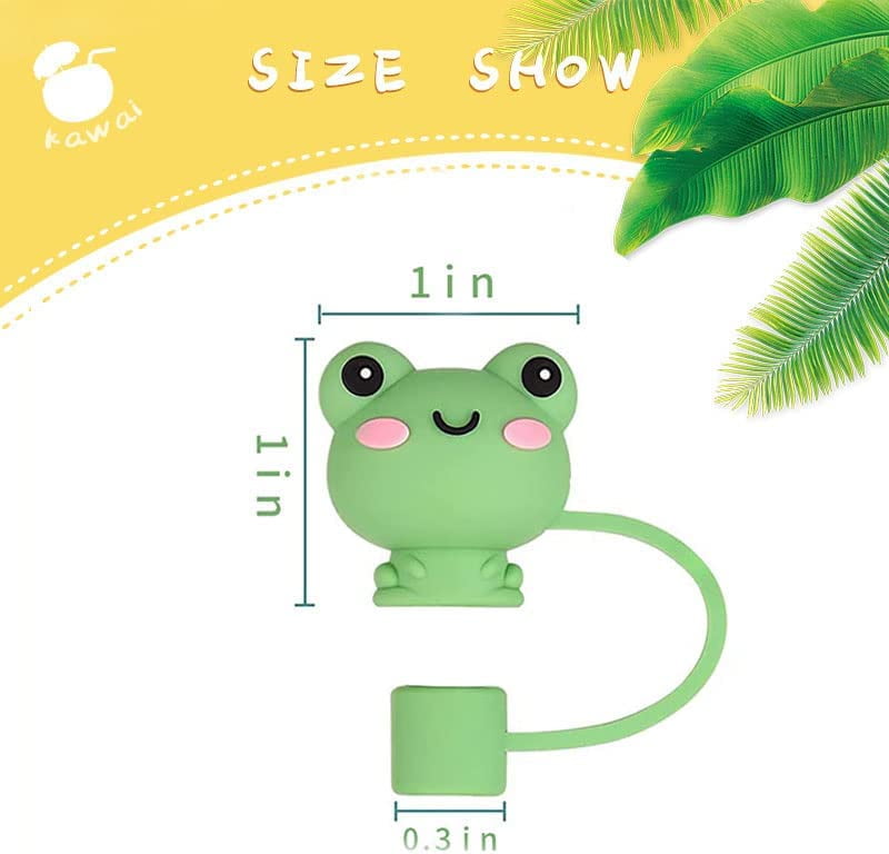 Straw Covers Cap Cute 2 Pcs Silicone Straw Tips Cover Reusable Drinking Straw Tips Lids Adorable Straw Plugs (Yellow Duck)