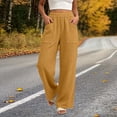 thumbnail image 2 of Women's Soft Fabric Straight Leg Pants with Elastic Waist, Pockets, Casual Business Lounge Travel, Womens Trousers Summer Capris | UKHCCC,Yellow XL, 2 of 8