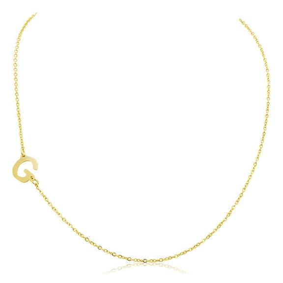 SuperJeweler G Initial Necklace for Women, Sideways Gold Necklace, 16"