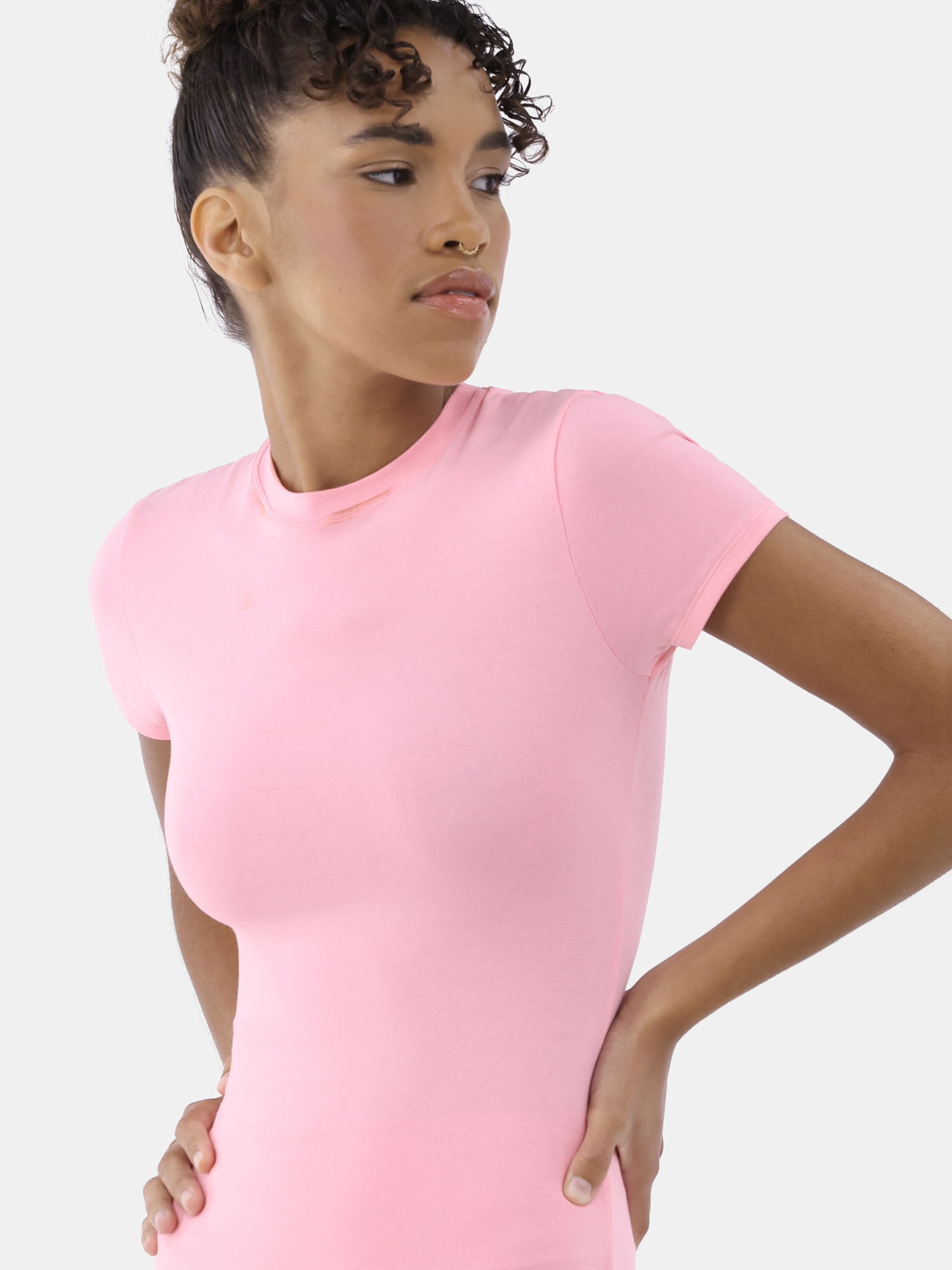 No Boundaries Cotton Stretch Jersey T-Shirt Bodysuit, Women’s XS-3XL