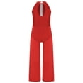 thumbnail image 4 of Haitryli Kids Girls Shiny Sleeveless Wide-Leg Jumpsuit Catsuit One Pieces Party Romper Skating Bodysuit Dancewear Red 16, 4 of 5