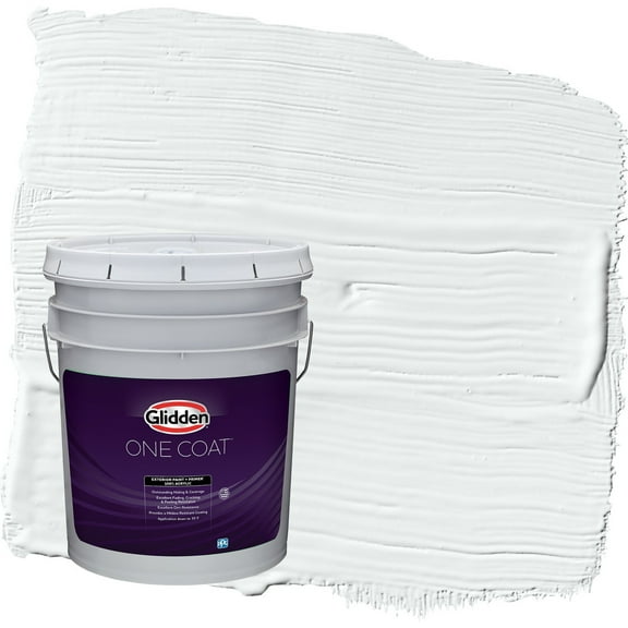 Glidden One Coat Moonlit Snow / Gray Satin Exterior Paint with Primer, 5 Gallon